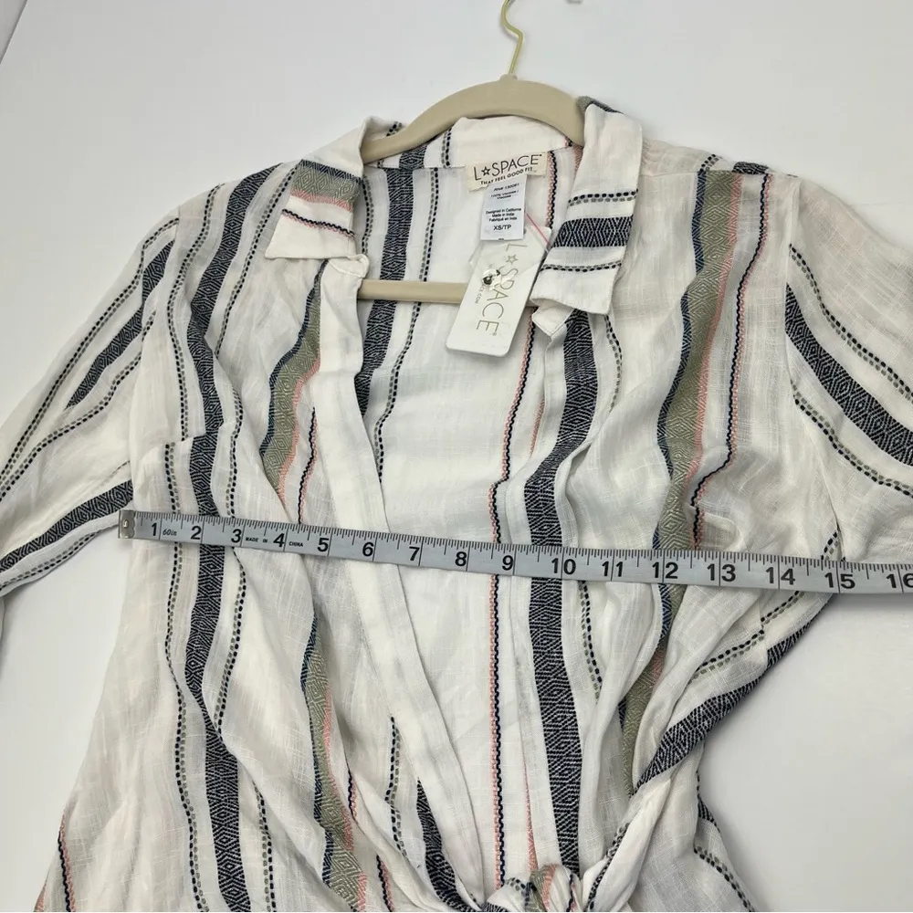 L*Space Daydream Tunic Swim Cover Womens Size XS Striped Viscose Long Sleeve NEW - Image 6