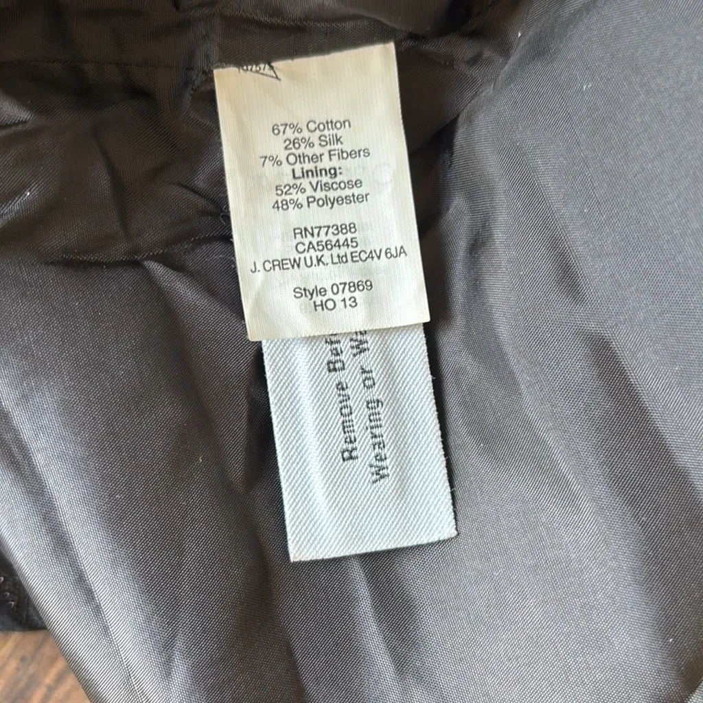 J.Crew Cocktail Dress Size 8 Floral Jacquard Glitter Black Party Cotton Silk LBD - Image 14