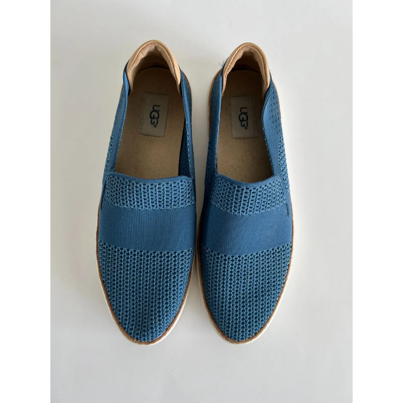 UGG Sammy Blue White Knit Slip On Sneakers Shoes Womens 10.5 - Image 7