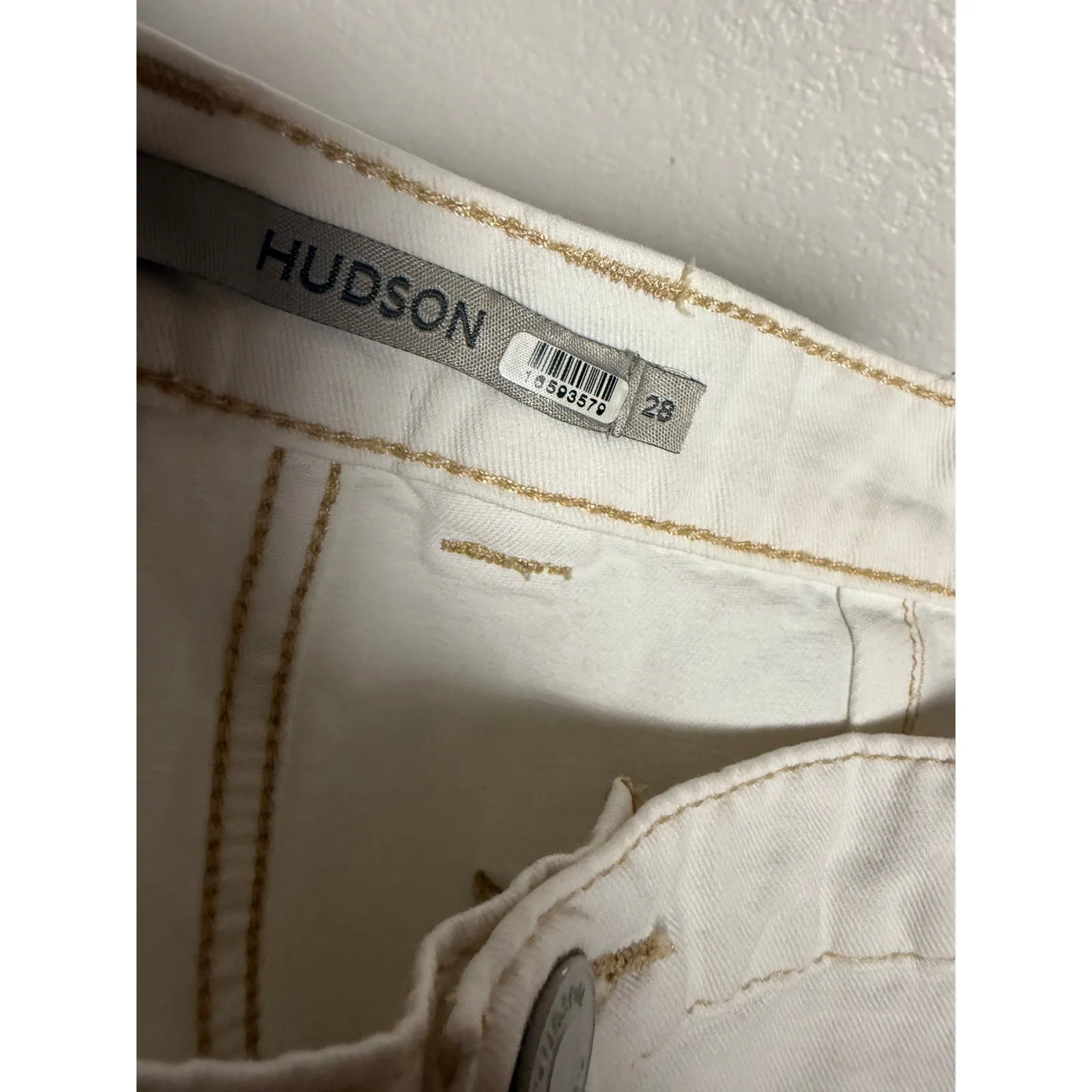 Hudson Cream High-Rise Welt Pocket Cargo Wide Leg Utility Jeans Size 28 - Image 9