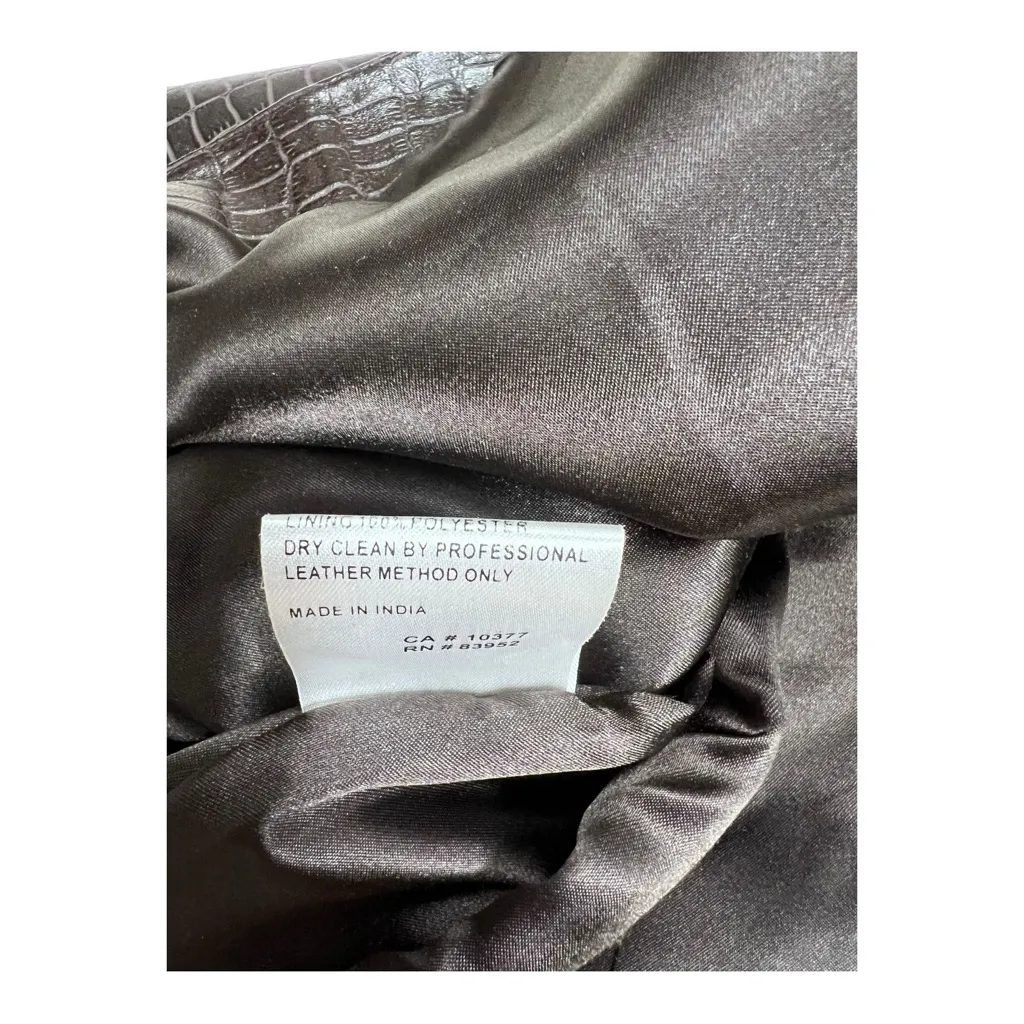 Vintage Saks Fifth Avenue Folio Collection Brown Croc Embossed Pencil Skirt SZ 4 - Image 8