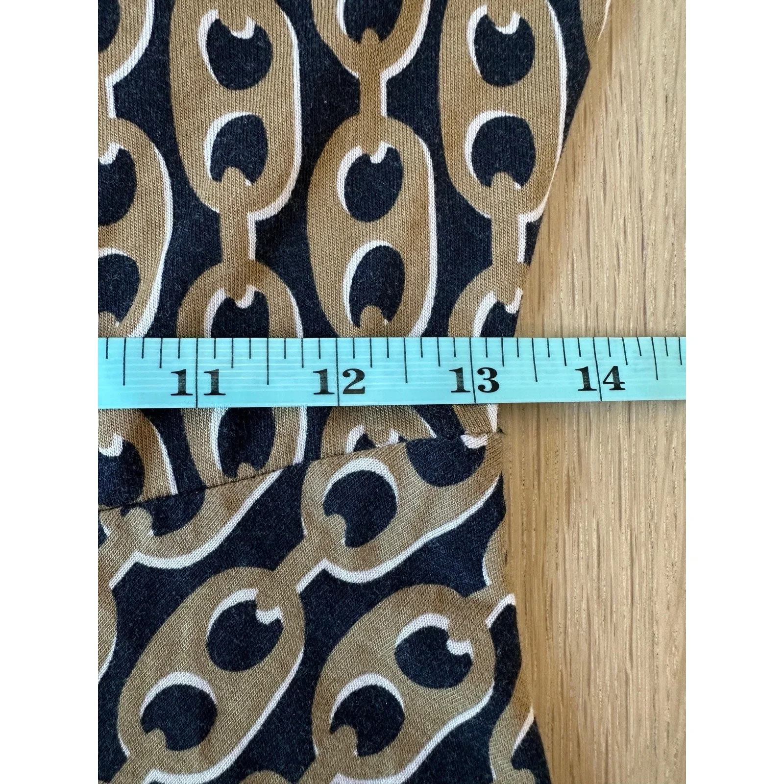 Boden Black Tan Chain Printed Laura Midi Jersey Knit Shirt Dress Size US 2R Brown - Image 6