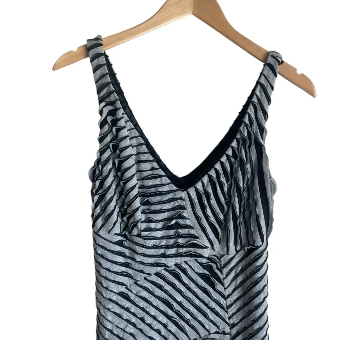 Nicole Miller Mini Dress Women M Gray Black Ripple‎ Bodycon Rave Y2K Retro Club - Image 11