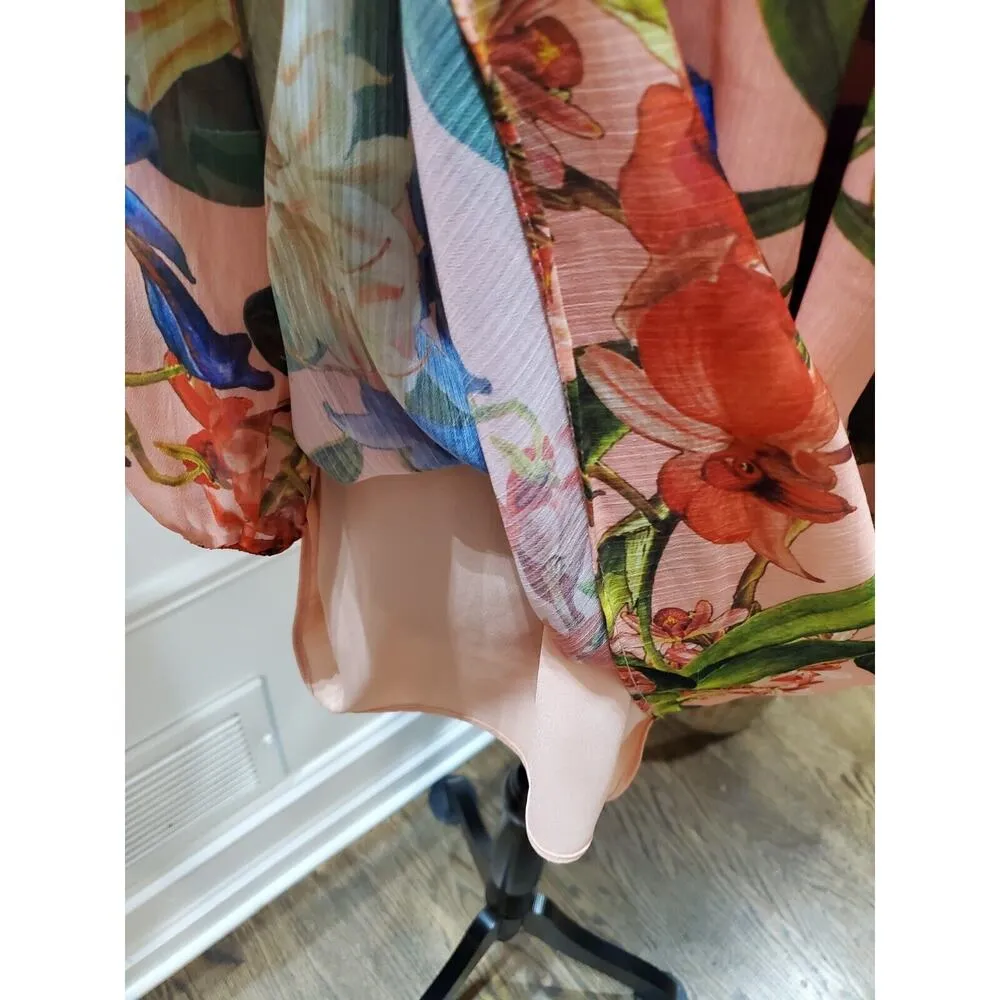 Gibson & Latimer Women Multi Hawaiian Lace V-Neck Long Sleeve Top Blouse Size 2X - Image 13