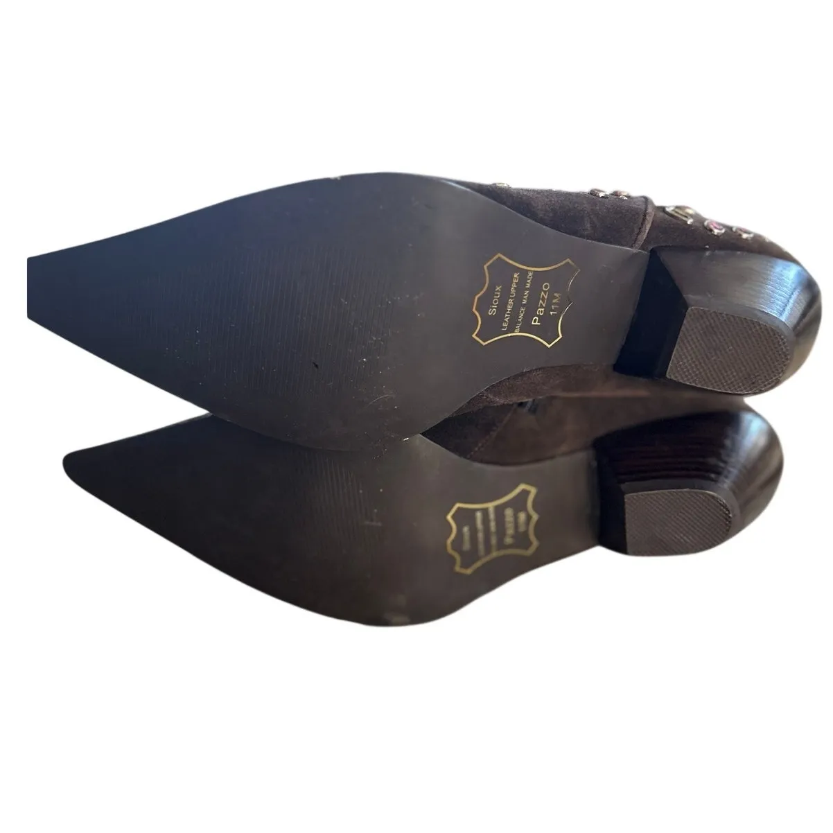 Pazzo Sioux Chocolate Brown Suede Rhinestone Embellished Cowboy Boots Size 11 - Image 10