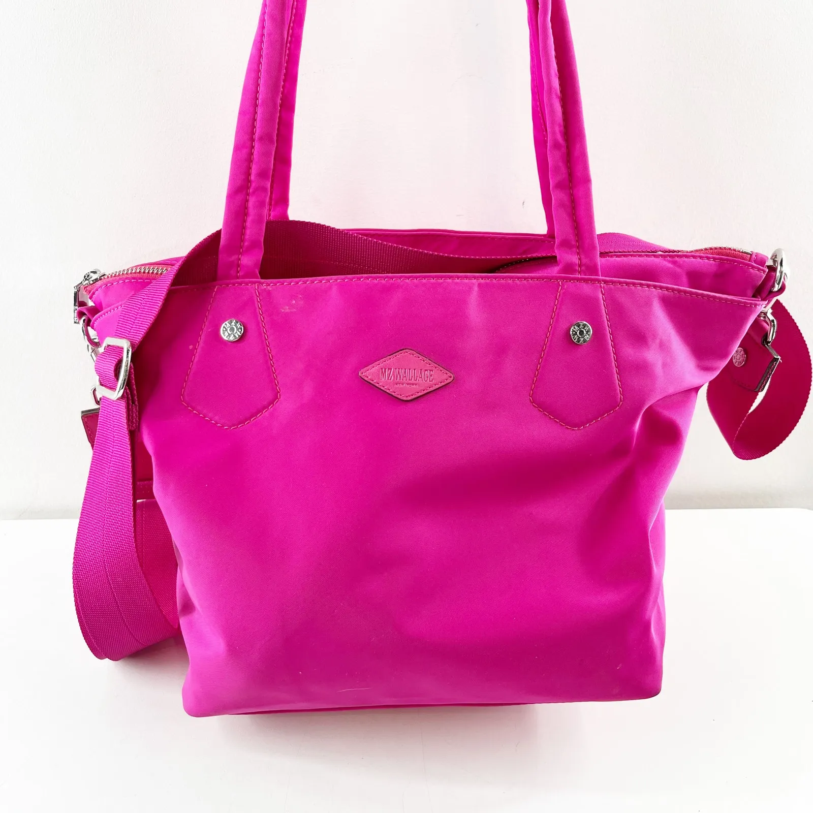 MZ Wallace Soho Nylon Tote Bag Purse Hot Pink - Image 2