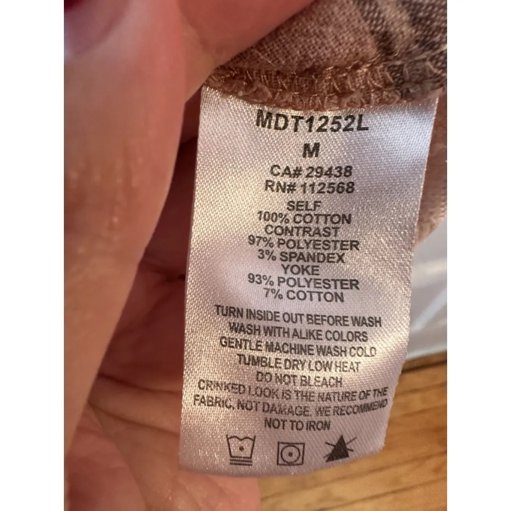 Miss Me (M) Womens Plaid Button Up Shirt Pink Lace Back Cotton - Image 9