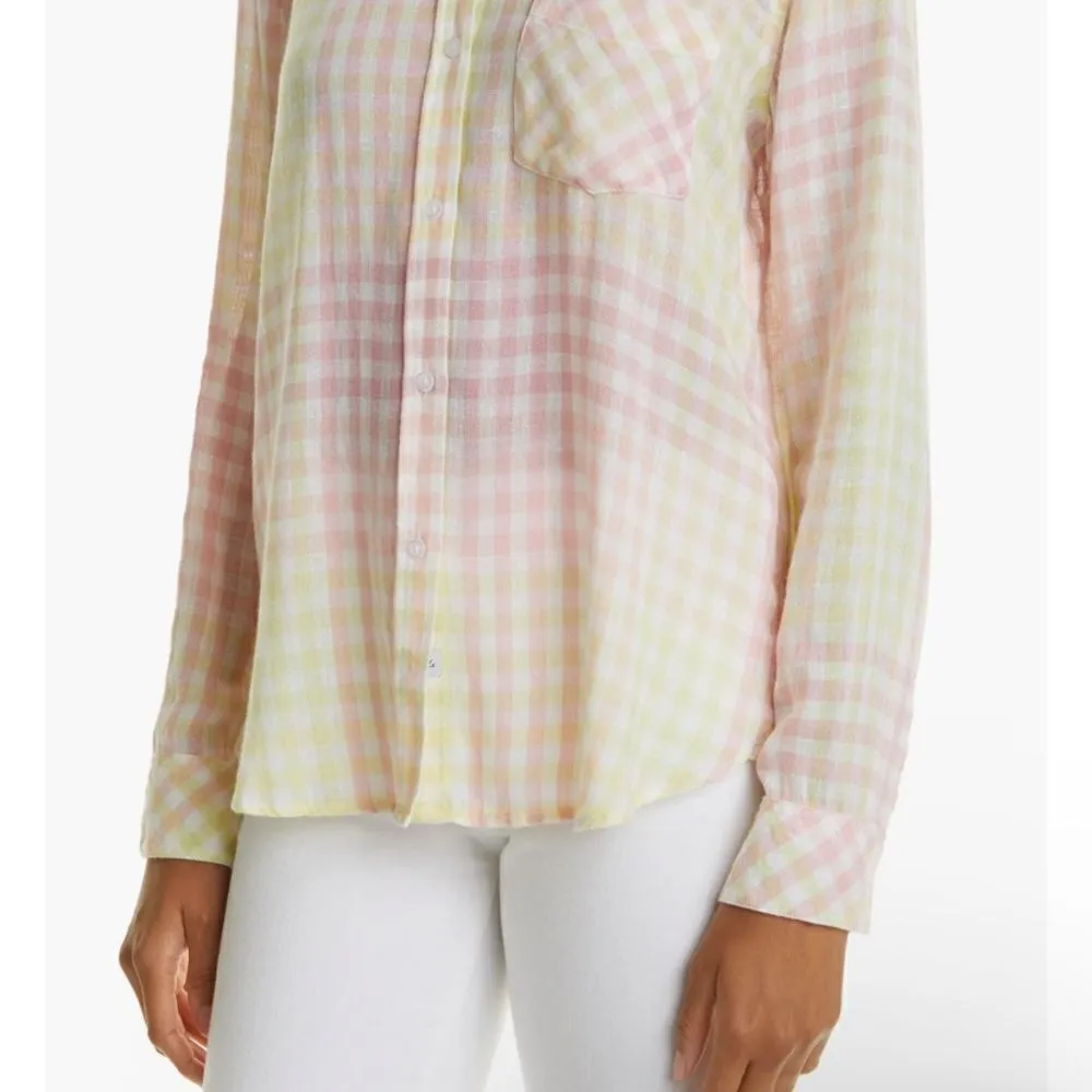 Rails Charlie Button Down Long Sleeve Lemonade Pastel Linen Blend Top - Image 3