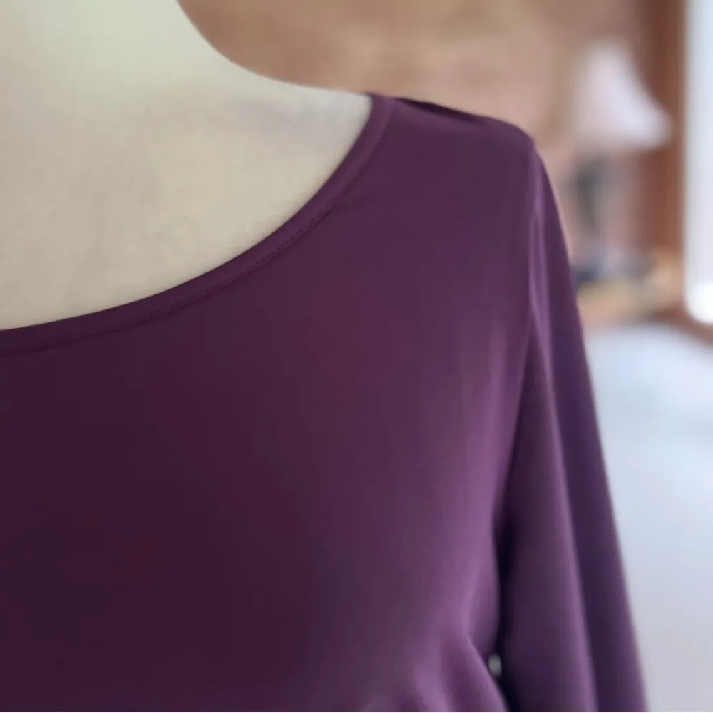 Venus Dress Ruched Bodycon Jersey Knit Purple L Cocktail Party Chic Glam Mod - Image 6