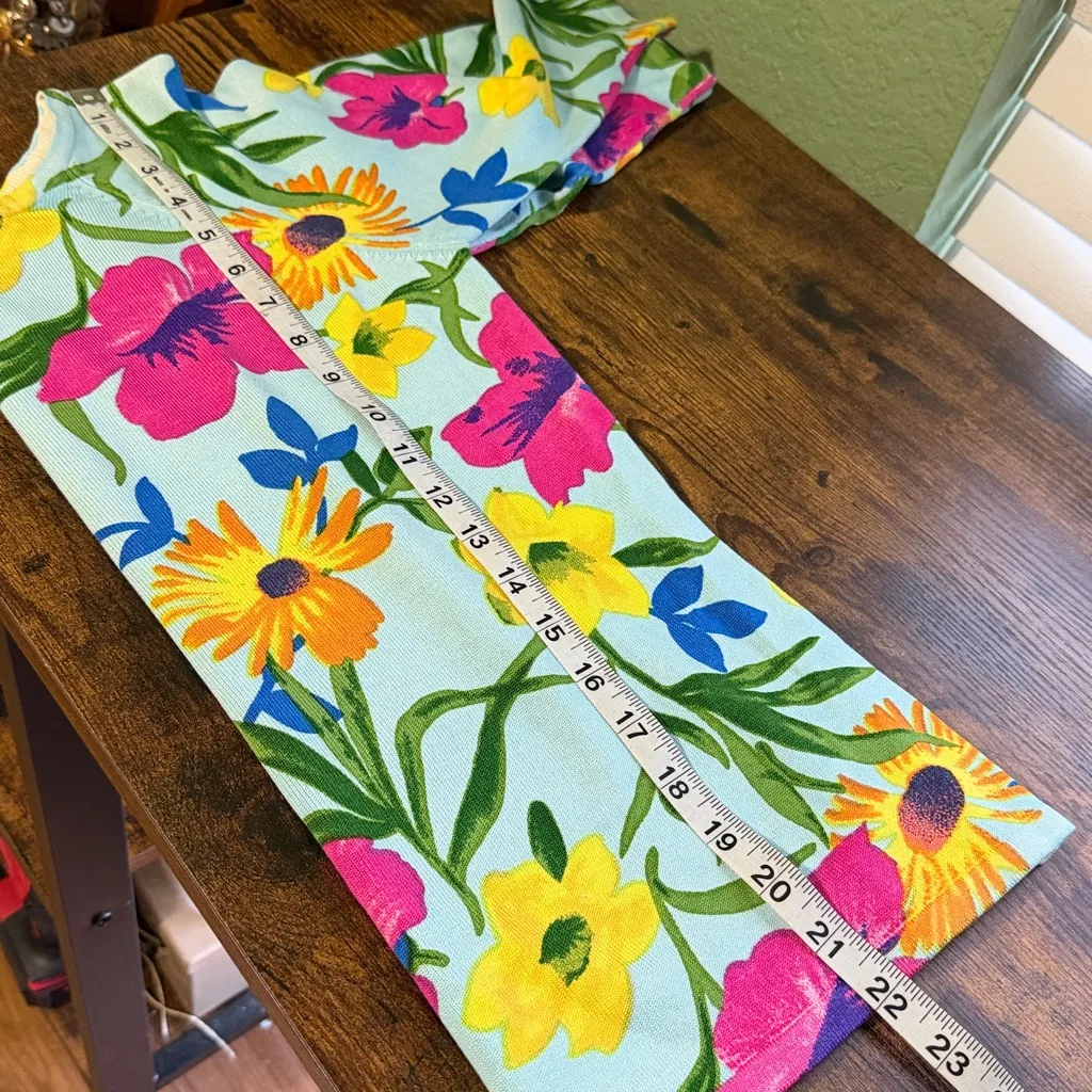 Vtg Joseph A Silk Blend Floral Top Paris London New York Large Groovy Mod - Image 6