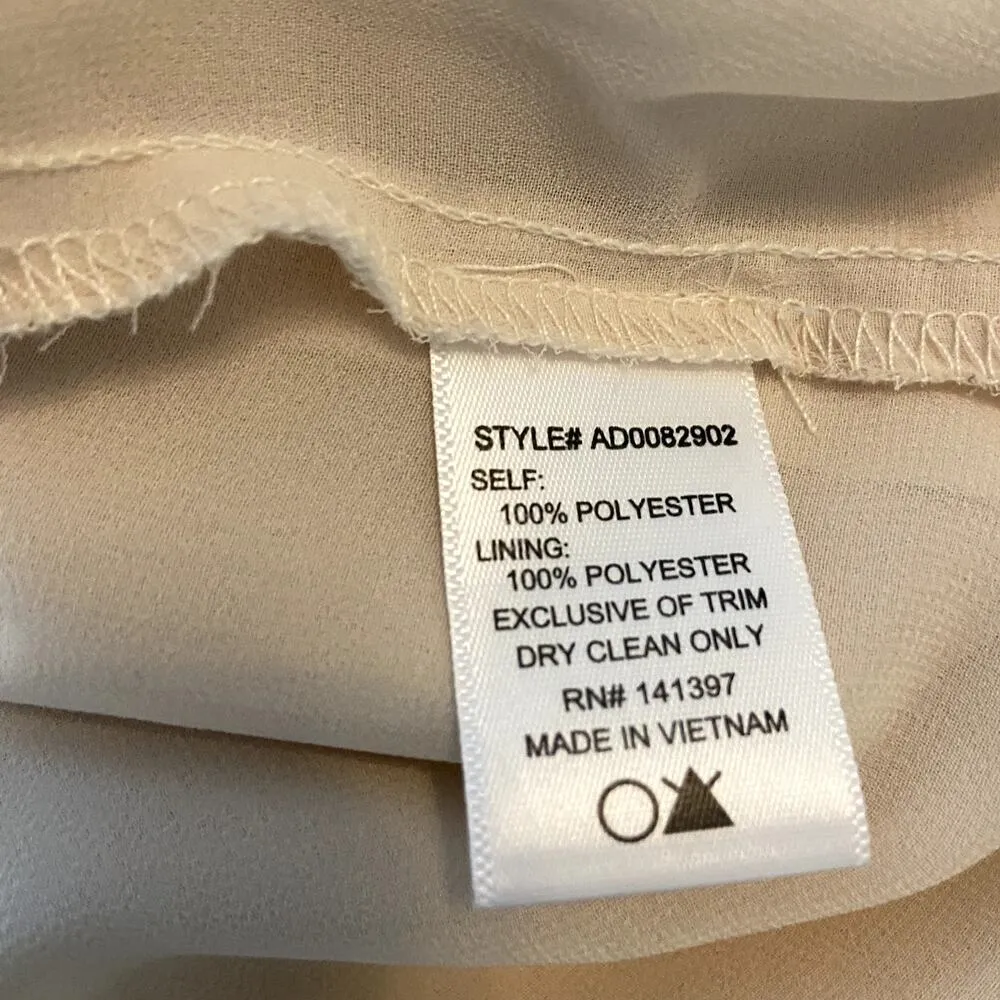 ASTR Shift Dress Chiffon Lace Angel Sleeve Scoop Plunge Back Cocktail Cream M - Image 4