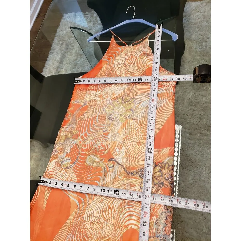 Esley Orange Paisley Polyester Scoop Neck Sleeveless Maxi Dress Large - Image 12