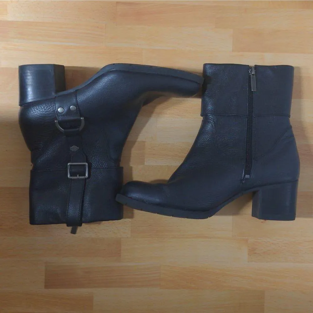 HARLEY DAVIDSON Sadie D84068 Boots Black Side Zip Harness Women Shoes Size 8.5 - Image 5