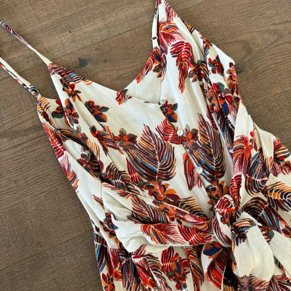 free people hot tropics front tie floral cropped jumpsuit - Image 4