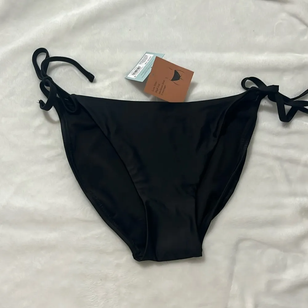 New Shade & Shore Women's Black Side-Tie Medium Coverage Bikini Bottoms Large - Image 3
