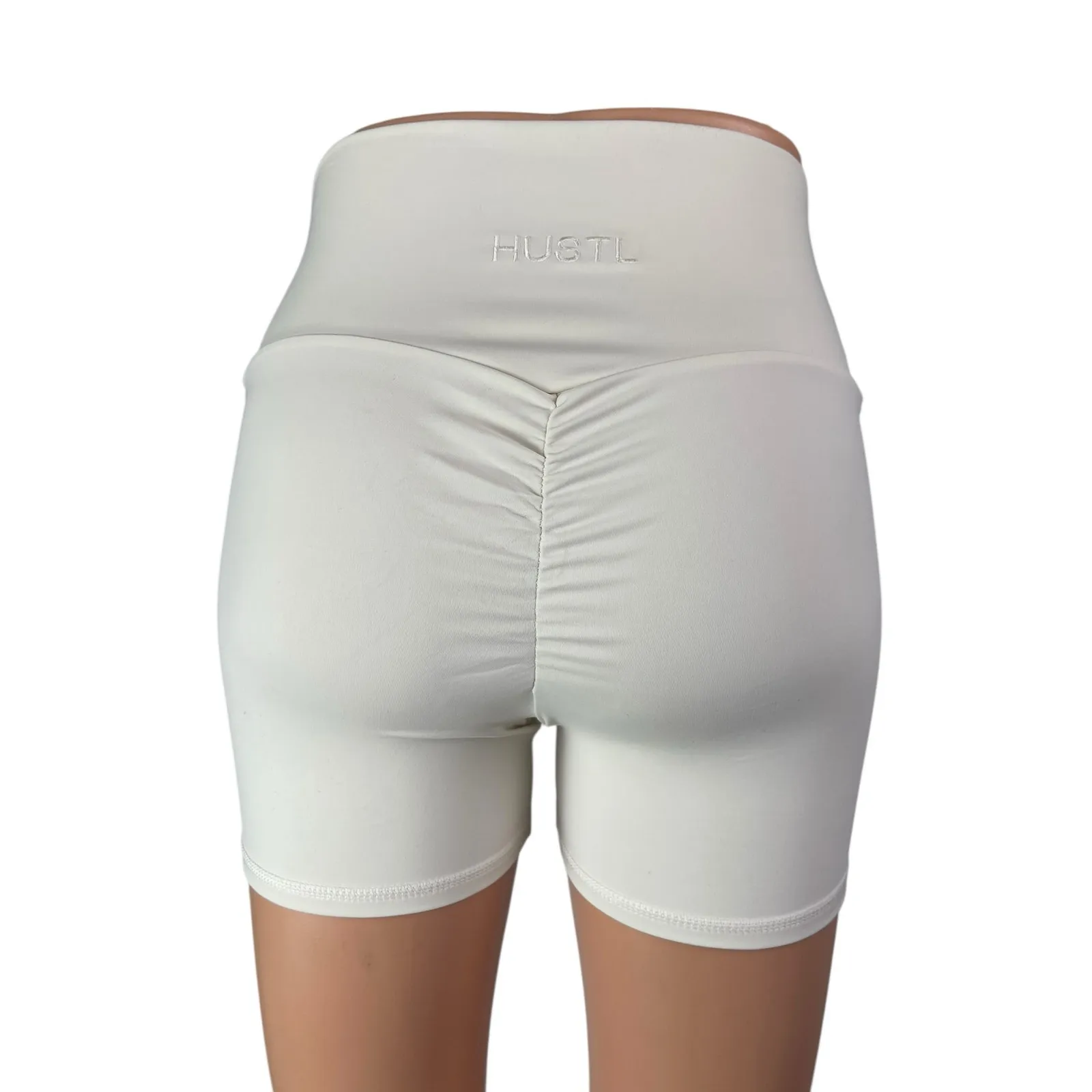 HUSTL Women's White High Waisted Activewear Yoga Running Biker Shorts Size XS - Image 2