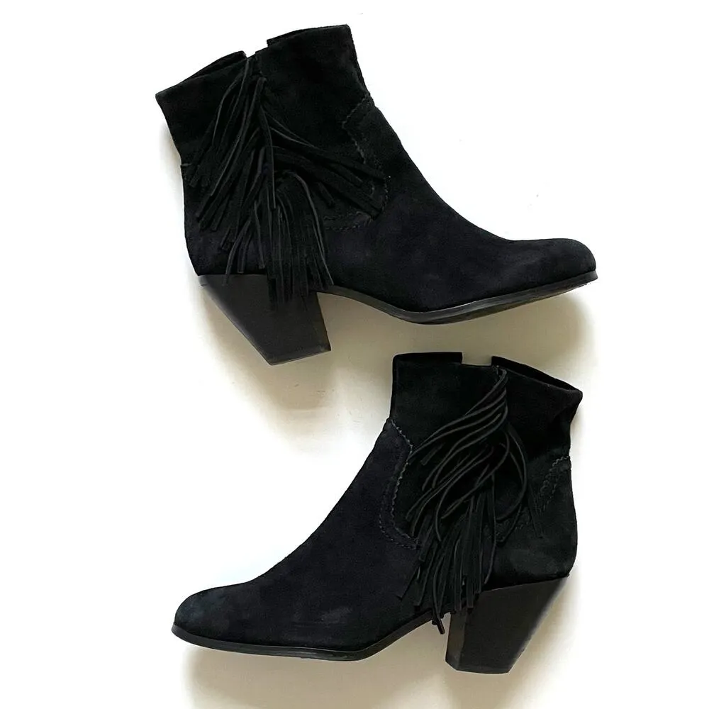 Sam Edelman Suede Leather Western Heeled Boots Black Size 10 - Image 10