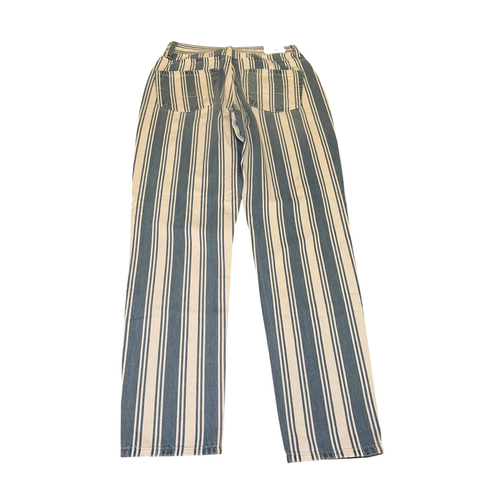 American Eagle Striped Mom Jeans Size 0 Blue White Cotton High Rise Retro Trendy - Image 10