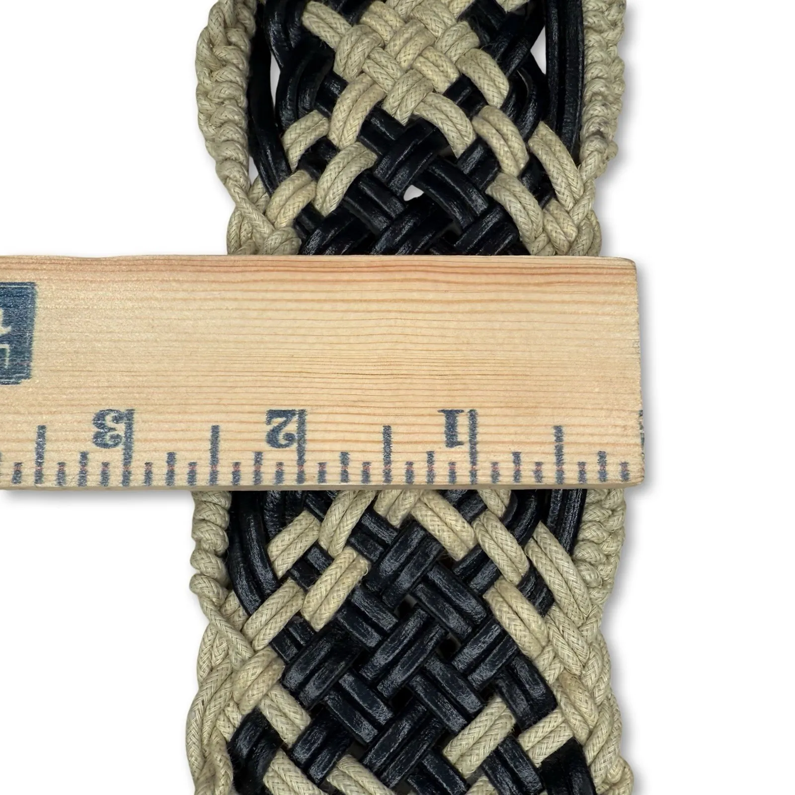Anthropologie Wide Braided Plaited Leather Belt Women's Small Macrame Crochet - Image 8