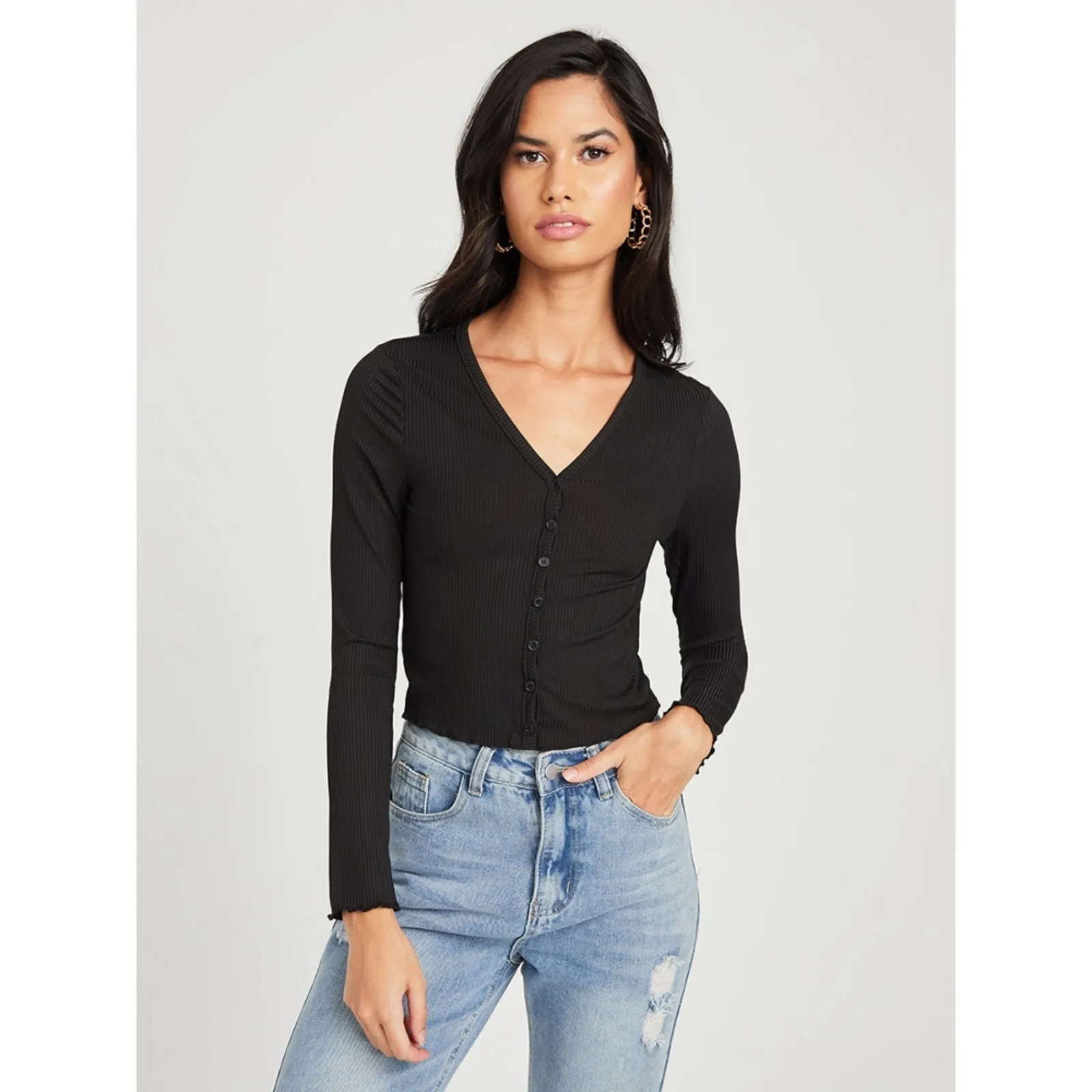 NWT Aerie Tan Ribbed Cropped Tank & American Eagle Black Ribbed Tee Bundle XXL - Image 2