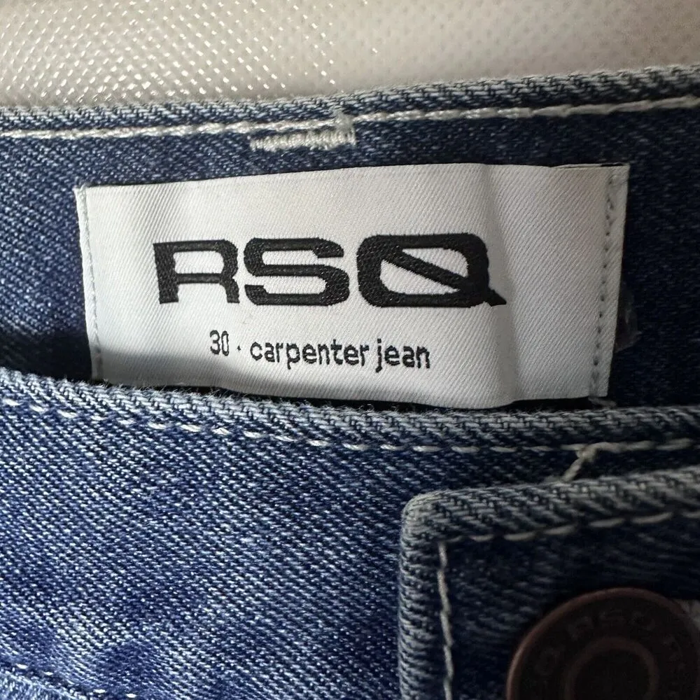 RSQ Jeans Womens 32 Dark Wash Carpenter Wide Leg Baggy Skater Grunge Hip Hop - Image 3