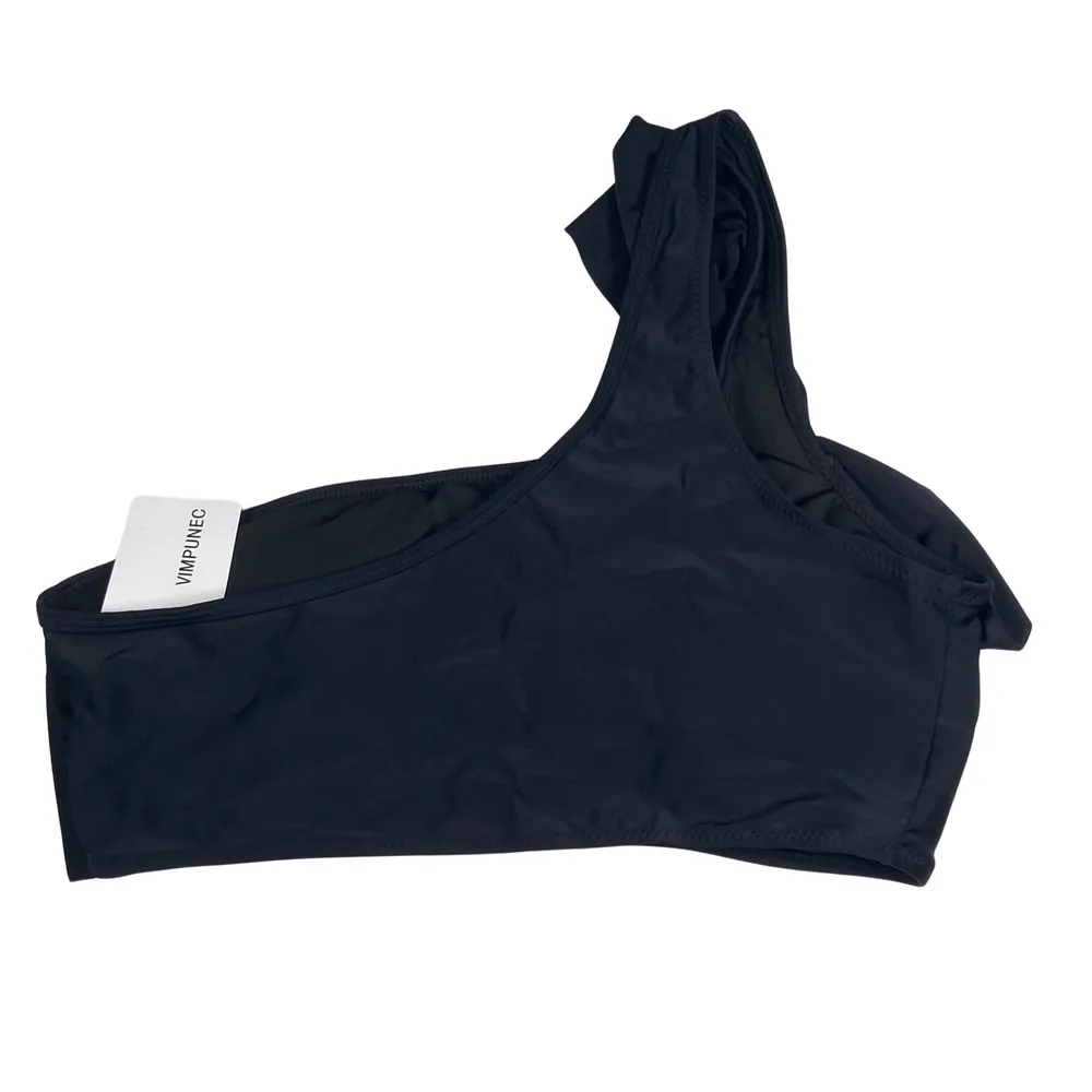 VIMPUNEC Ruffle One Shoulder Swim Top Women's Size M Trendy Fashionable Black Size M - Image 2