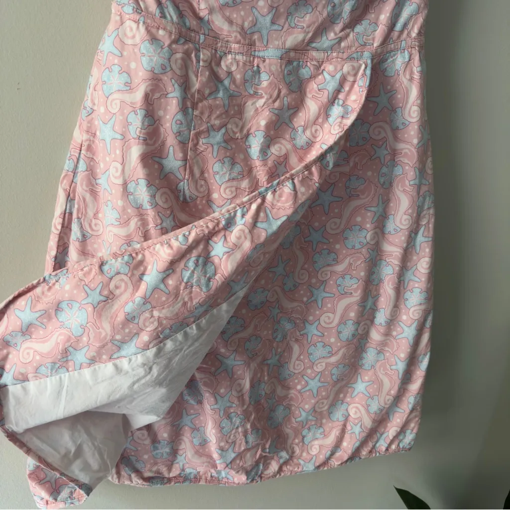 Vineyard Vines Seahorse Print Y2K Strapless Pink mini Dress sand dollar starfish - Image 7
