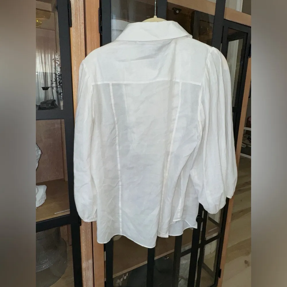 Vintage Diane Von Furstenberg blouse long sleeve button up pleated shirt collar - Image 4