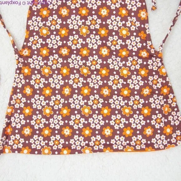 NEW Frankies Bikinis‎ retro Indy floral halter cowl swim top, S - Image 13