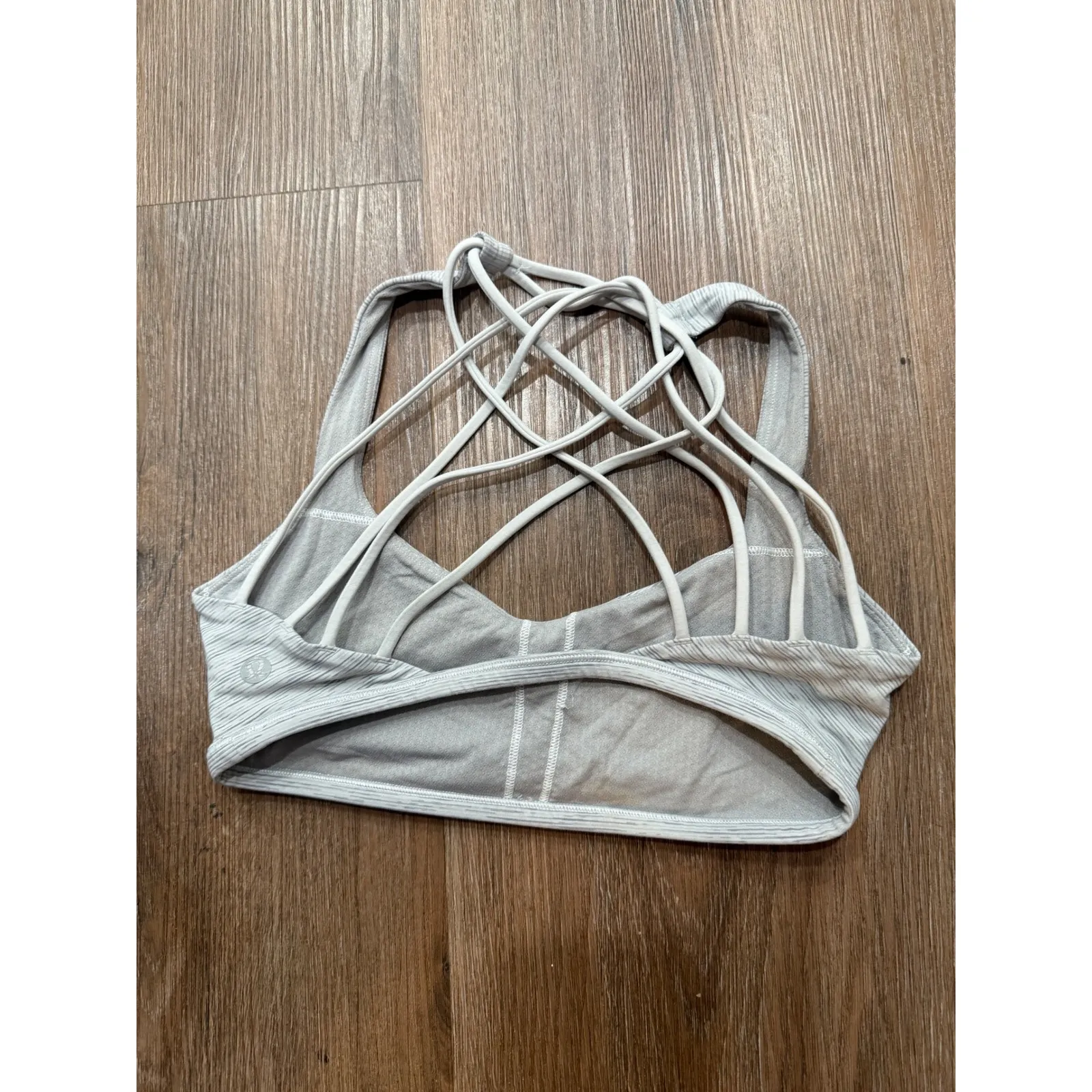Lululemon Grey Striped Lattice Back Sports Bra Size 4 - Image 2