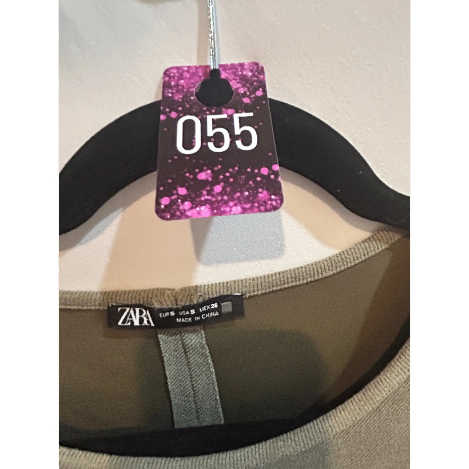 Zara Womens Olive Green Short Sleeve Shift‎ Dress Pockets Casual Minimalist - Image 5