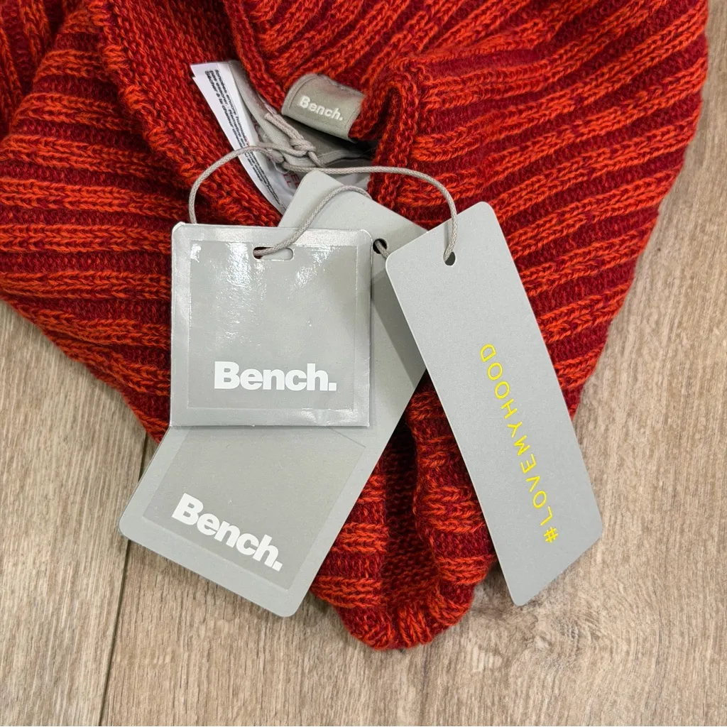 NWT Bench Multidimensional Ribbed Knit Beanie Hat Red One Size Unisex - Image 4