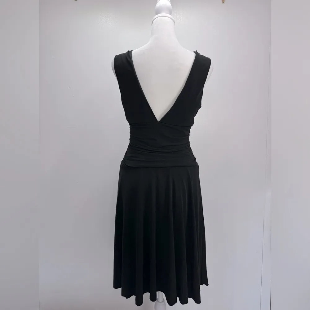 Sleeveless V Neck & Back Ruched Little Black Dress by I.N. San Francisco Medium - Image 13