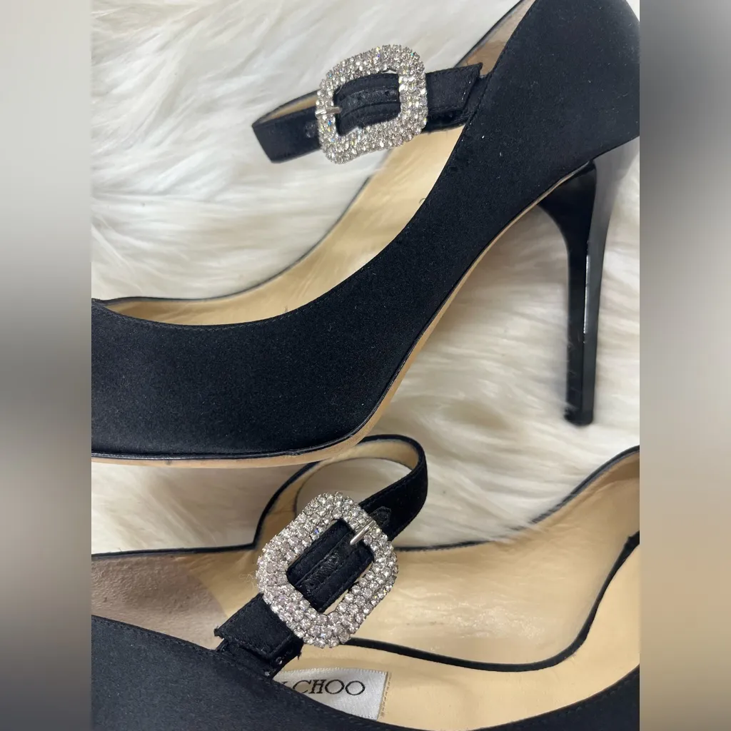 Jimmy Choo black crystal embellished buckle Mary Jane pumps shoes size 11 (41) - Image 4