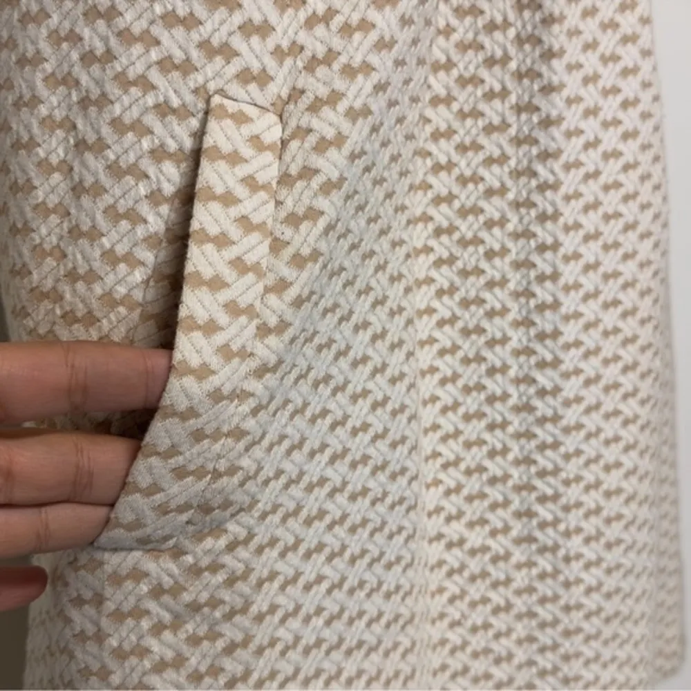 Tyler Boe XS Kim Cowl Neck beige White Geometric 3/4 Sleeve Pocket Dress‎ - Image 8