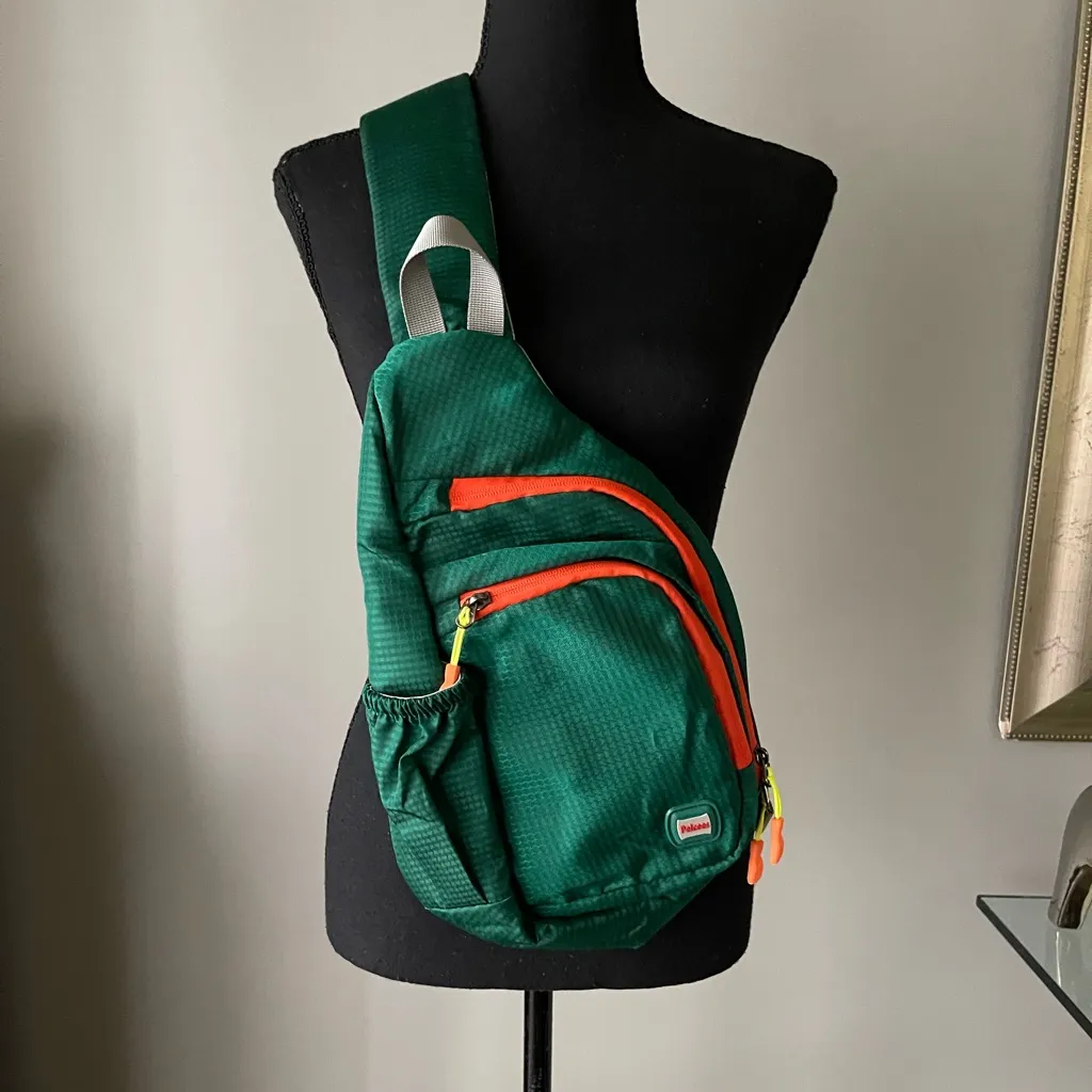Teal and Orange Sling Backpack Green - Image 2