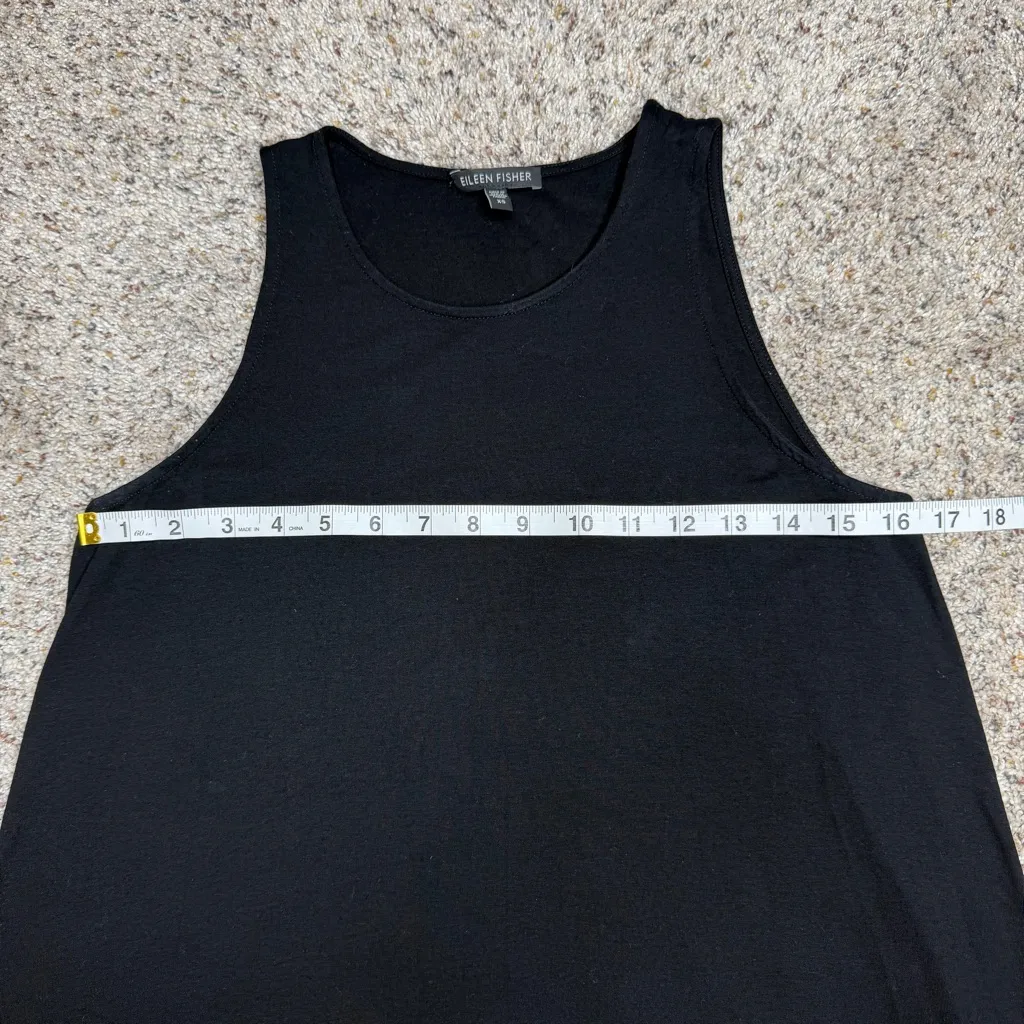 Eileen Fisher Stretch Jersey Knit Round Neck Tank Dress Black Extra Small XS - Image 6