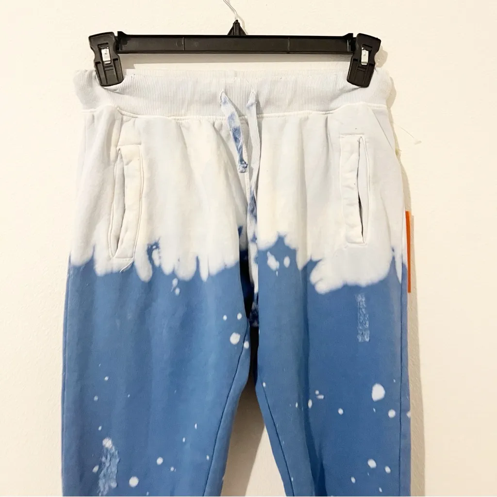 NWT LA DETRESSE Acid Drop Vinca Acid Wash Distressed Sweatpants Blue Medium - Image 3