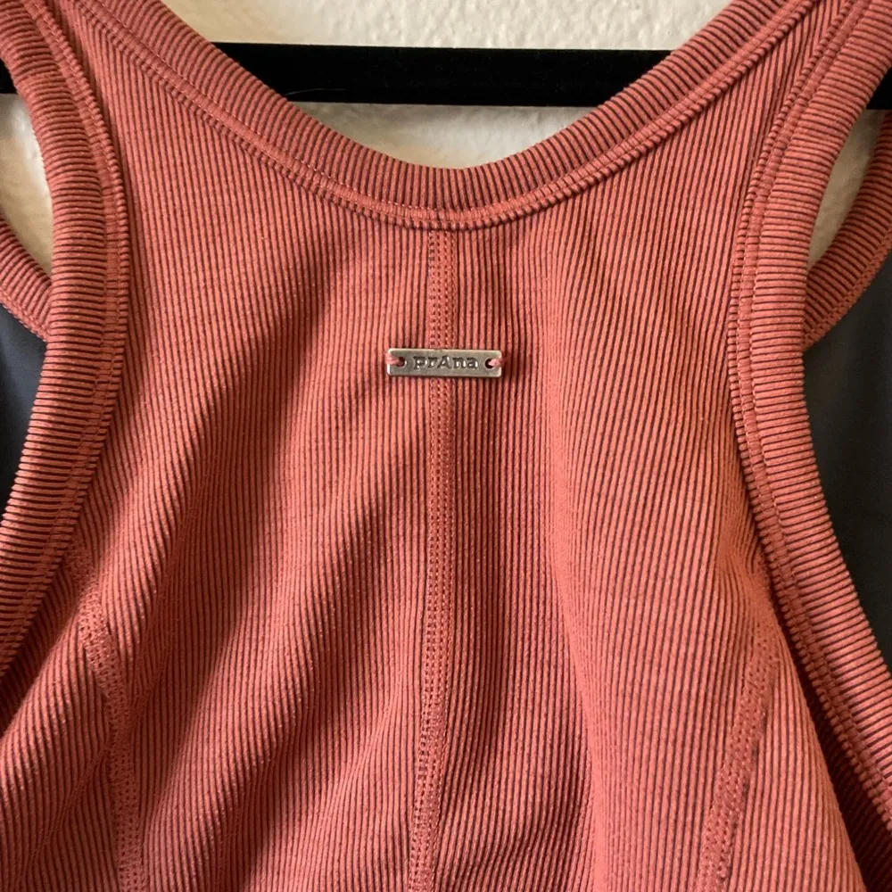 Prana Becksa Bralette Crop Top Sports Bra Heather Liquer Orange Ribbed - Image 5