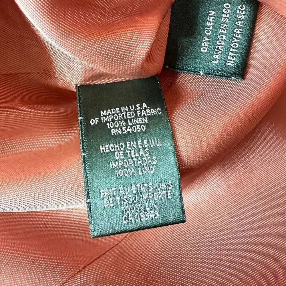 Lauren Ralph Lauren Vintage Women's Linen Plaid Blazer Size 16 Tan Windowpane - Image 5