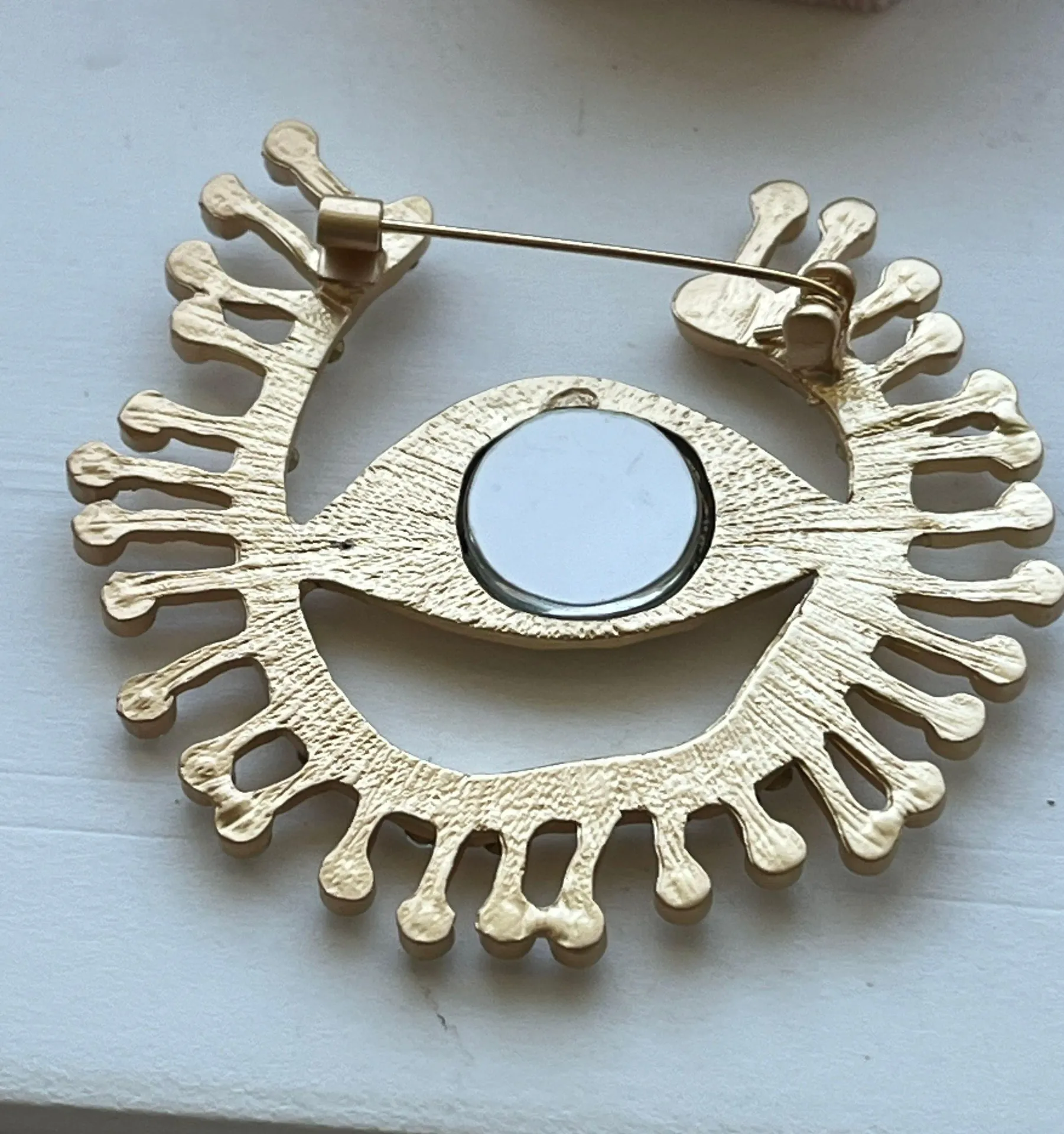 Restored Vintage Crystal Spirit Eye Lash Tarnish Resistant Brooch  - Image 5
