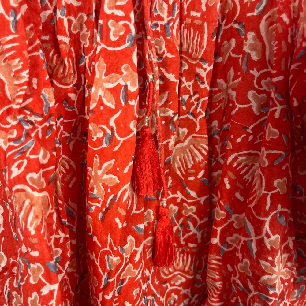 CLEOBELLA Mylah Blouse block print orange/red/white organic cotton top size xs - Image 5