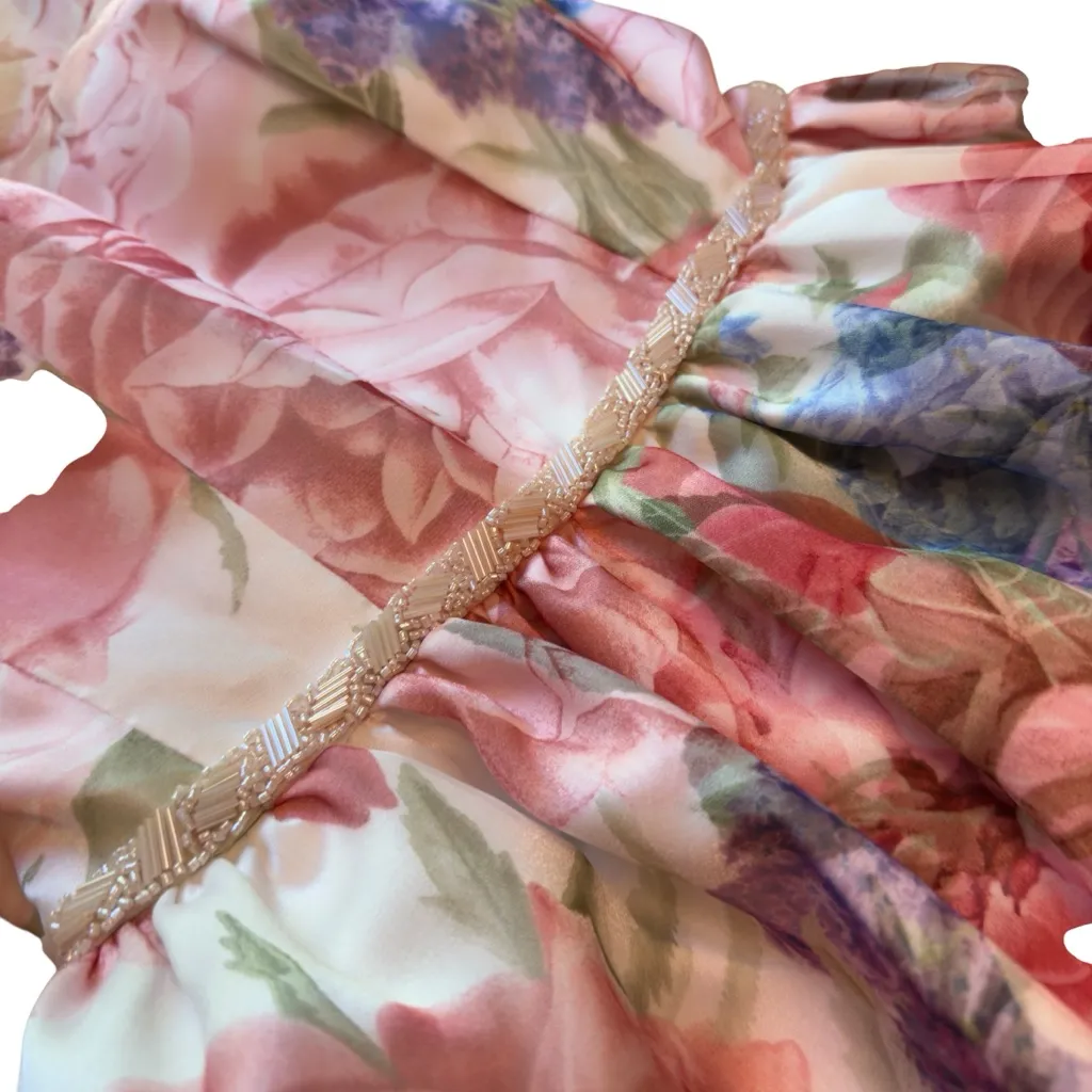 Carmen Marc Valvo Infusion Floral Midi Dress Size 4 Summer Wedding Guest in EUC - Image 17