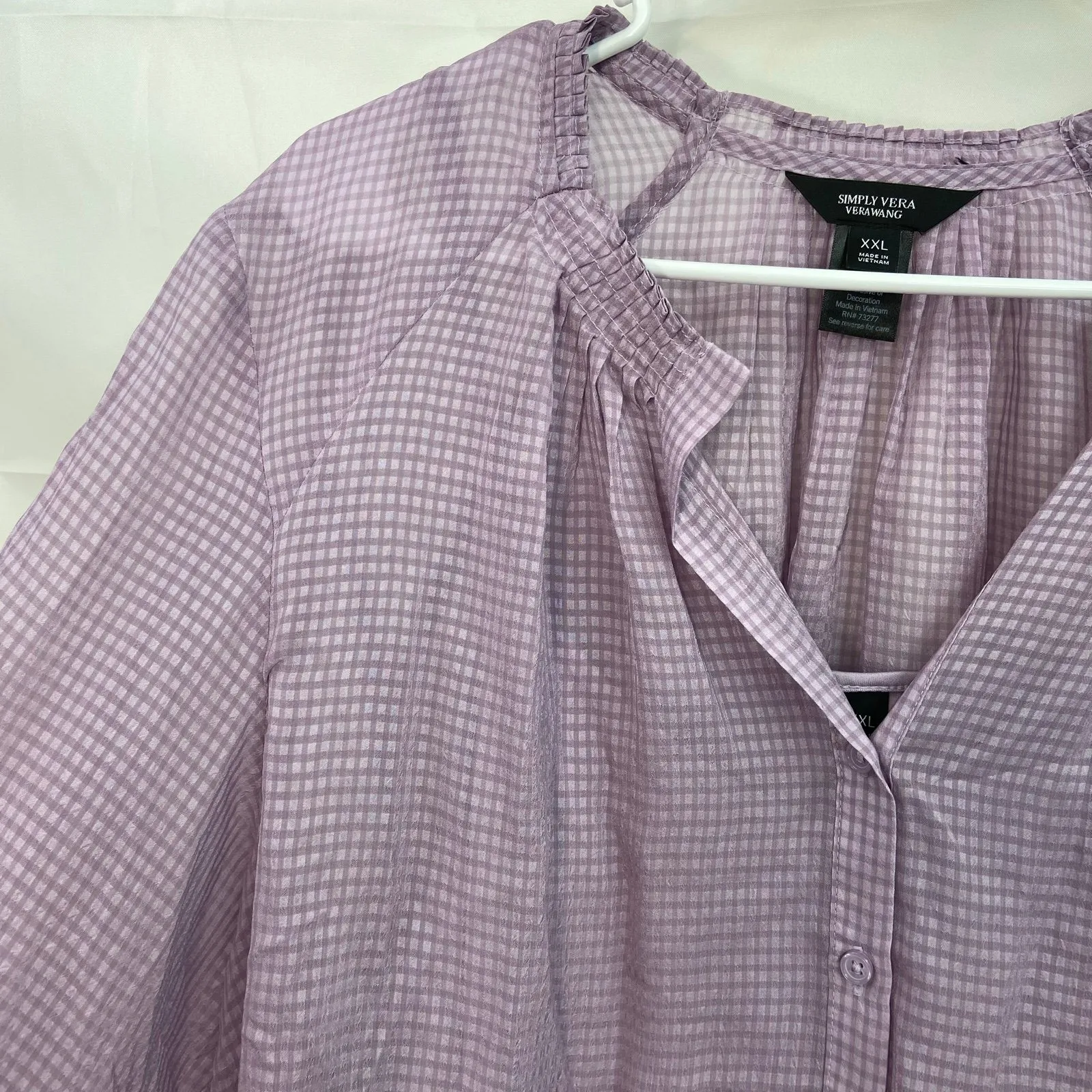 Simply Vera Verawang women's purple attached tank button  lightweight blouse set - Image 3