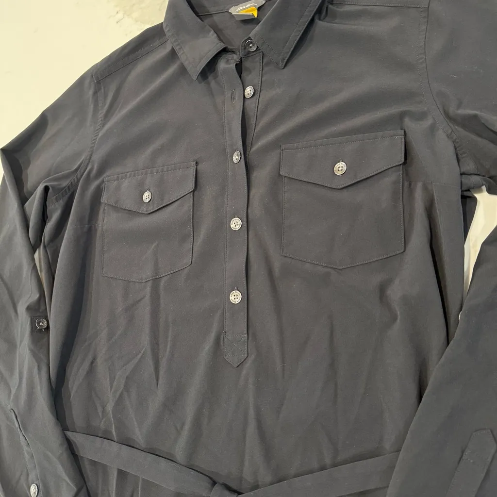 Eddie Bauer Departure Long Sleeve Travel Shirt Dress Womens Small Black Gorpcore - Image 5
