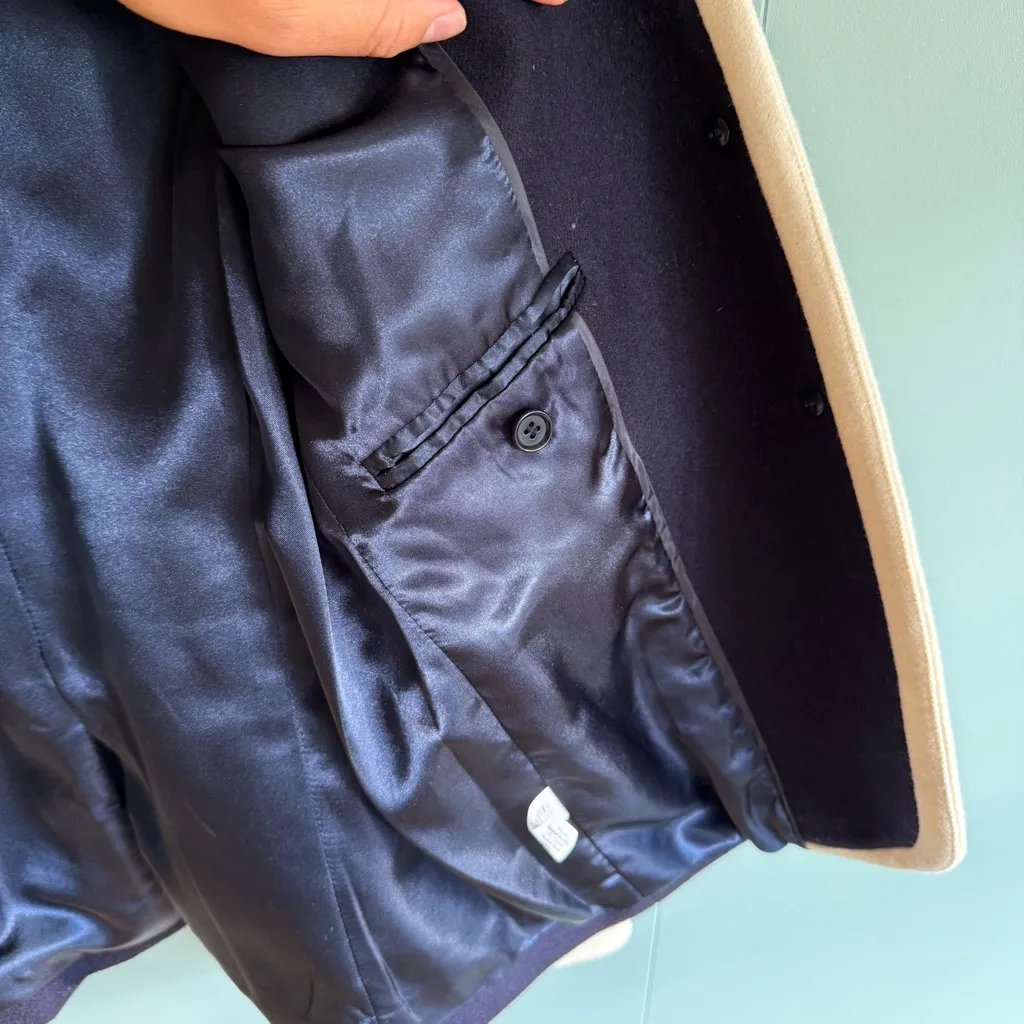 J. Crew Tipped Double-Serge 100% Wool Hacking Jacket in Navy/Cream, Size 2 - Image 9