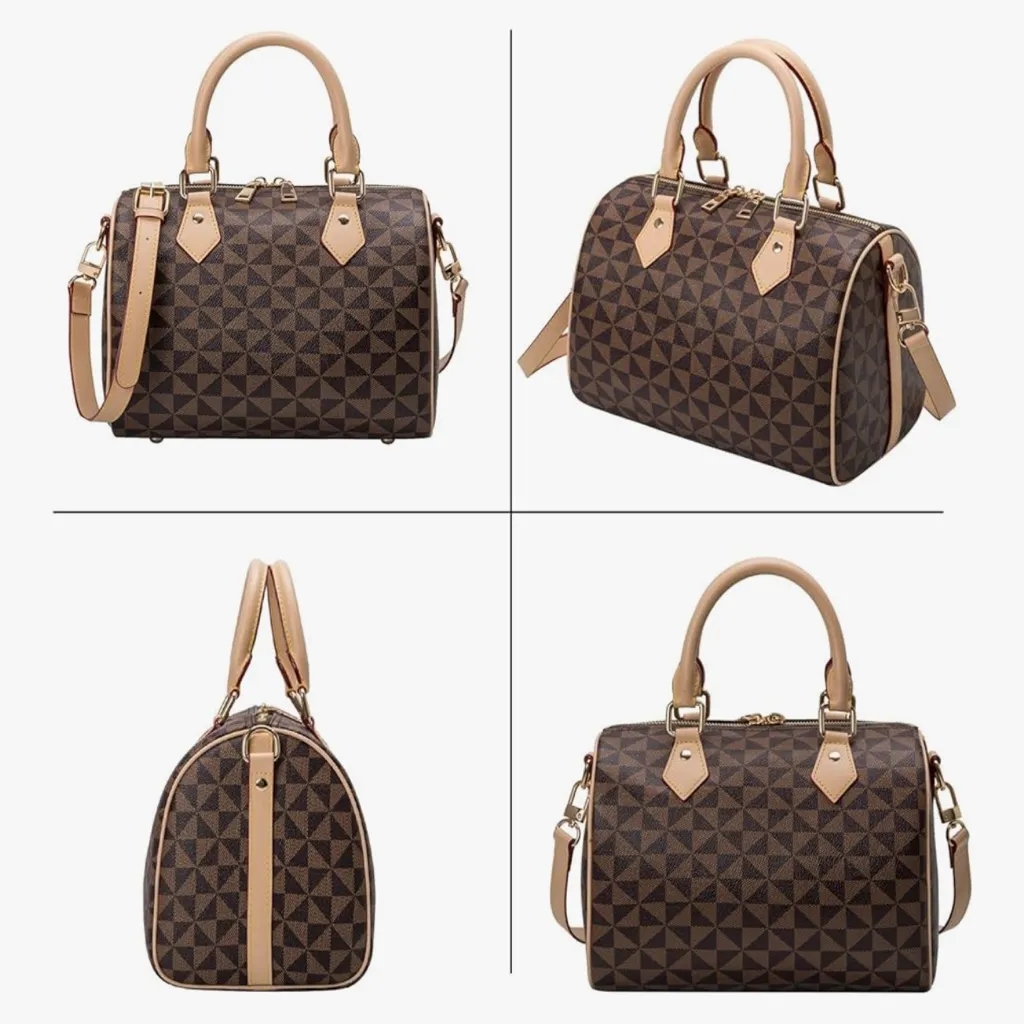 Top Handle Large Designer Crossbody/Satchel Handbag Brown - Image 2