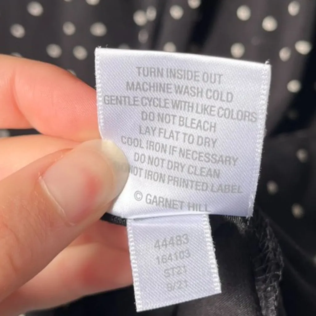 Garnet Hill Black Polka Dot Blouse Women's Large - Image 5