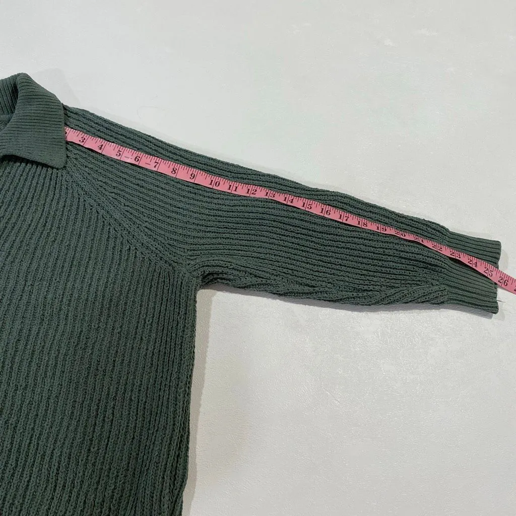 Aerie  Green Chunky Knit Collared Sweater Oversized Size L - Image 6