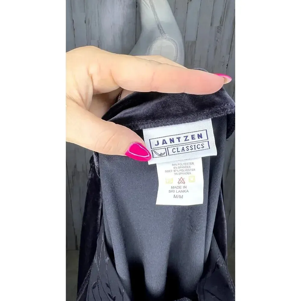 NWT Jantzen Classics Women's Medium Black‎ Velour Blouse & Jacket Set Black - Image 9